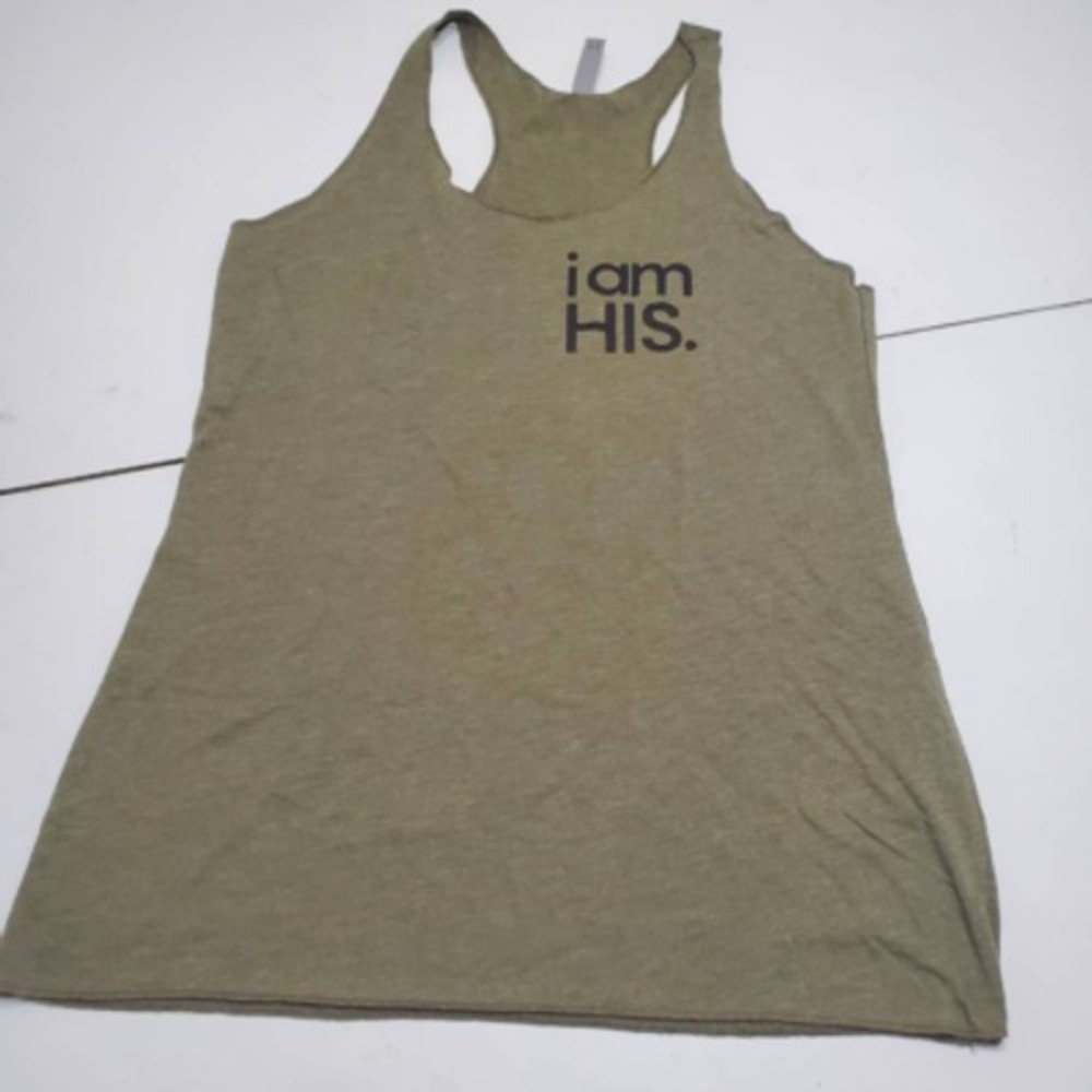 Next Level Apparel Womens Tank Top Tan Heathered Scoop I Am His Racerback L